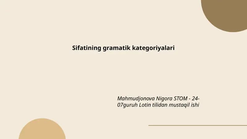 Sifatining gramatik kategoriyalari