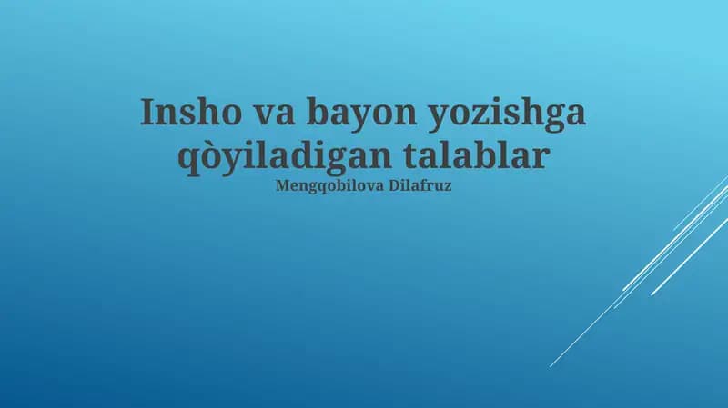 Insho va Bayonotning Tarkibiy Qismlari