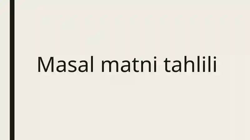 Masal Matni Tahlili