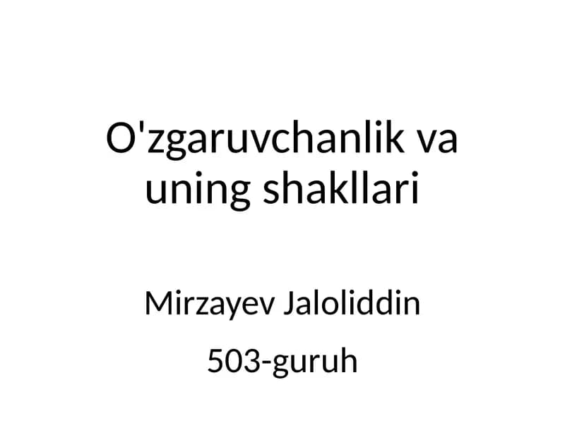 O'zgaruvchanlik va uning shakllari