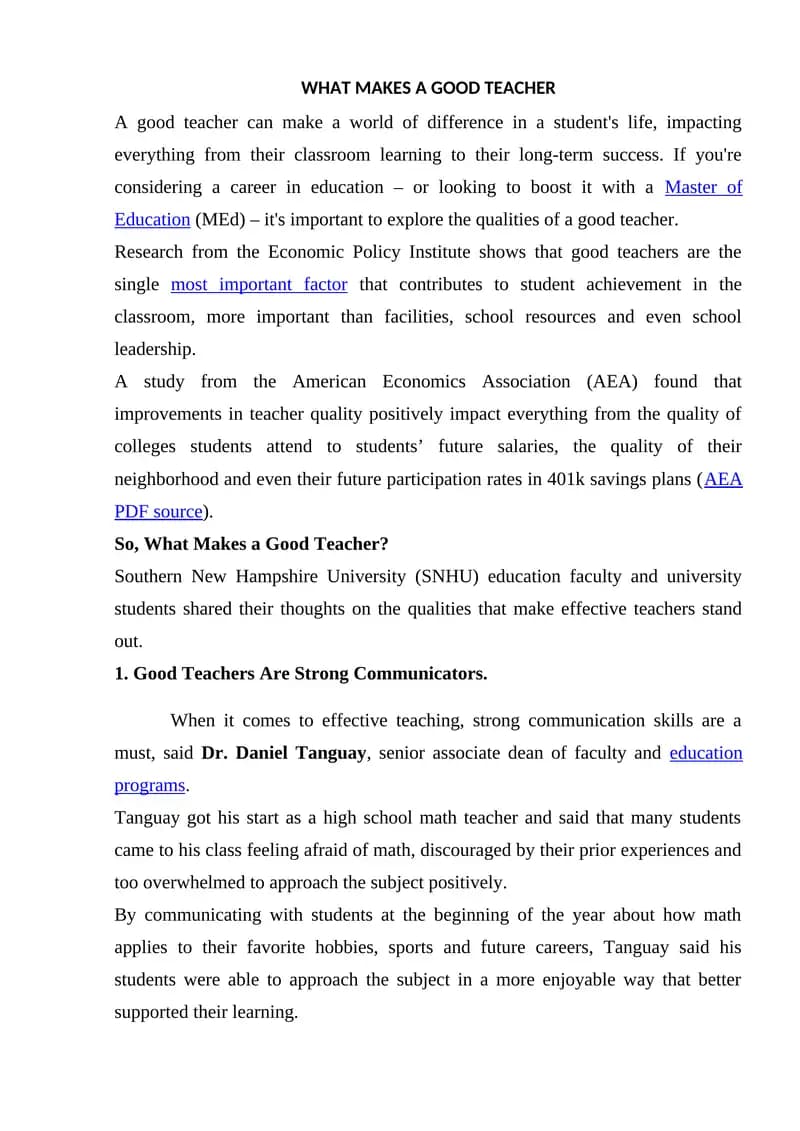 What Makes a Good Teacher