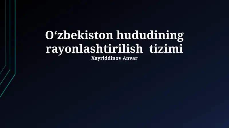 Oʻzbekiston hududining rayonlashtirilish tizimi