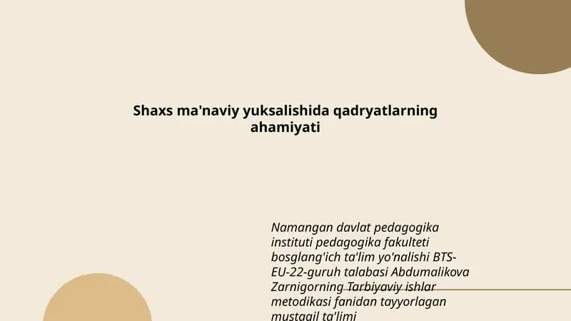 Tarbiyaviy ishlar metodikasi