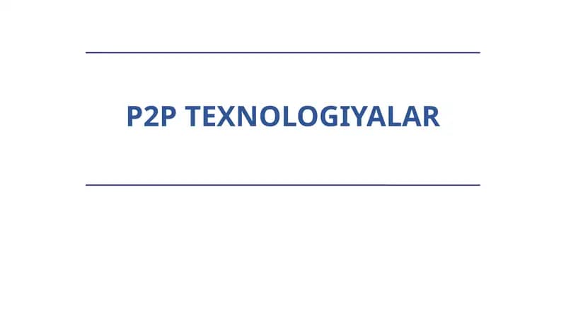 P2P texnologiyalari