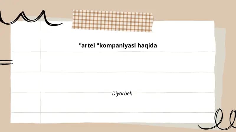 Artel kompaniyasining mahsulotlari