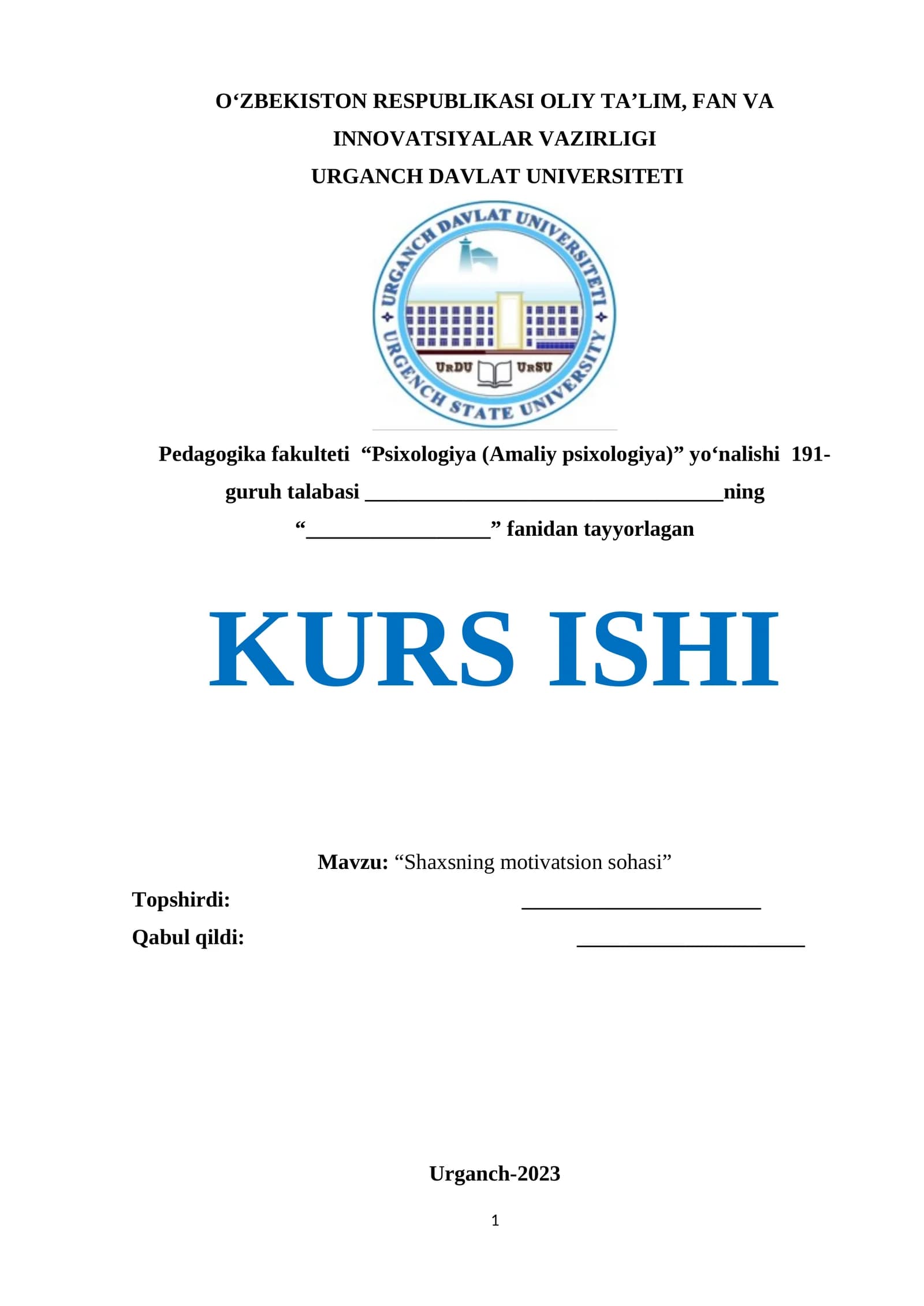 Shaxsning motivatsion sohasi