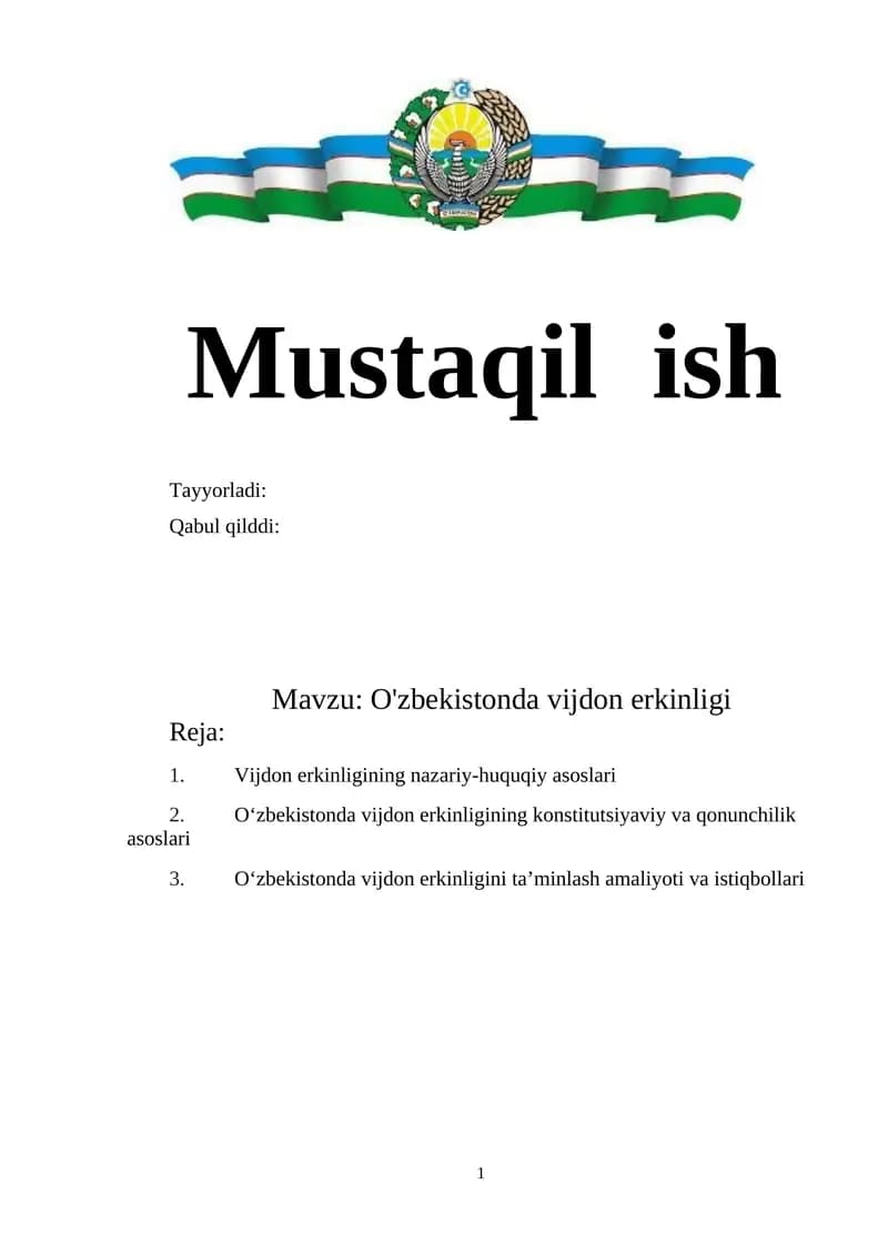 O'zbekistonda vijdon erkinligi