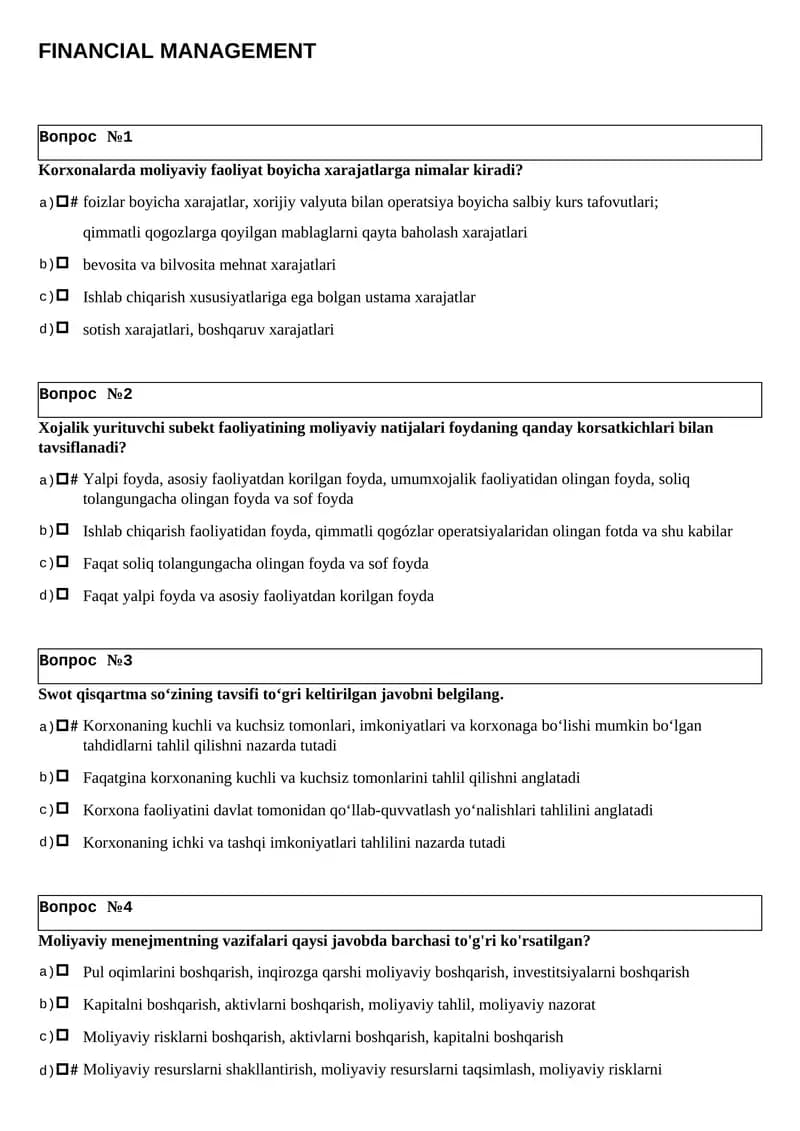 FINANCIAL MANAGEMENT