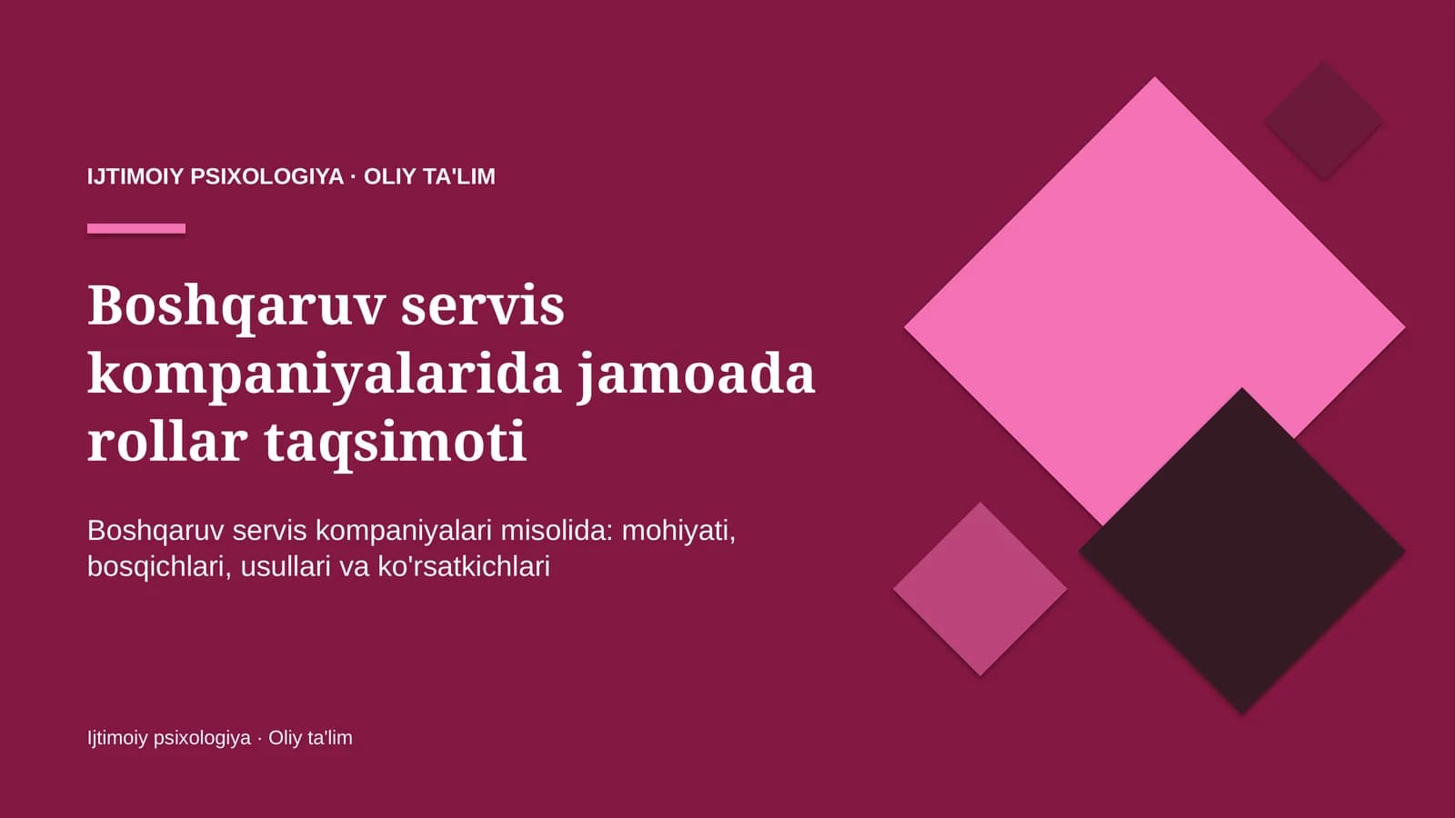 Ijtimoiy Psixologiya · Oliy Ta'lim