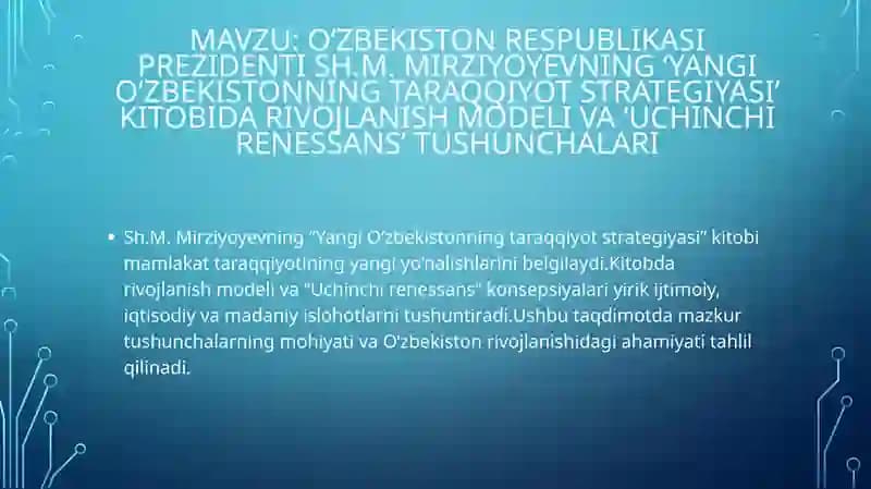Yangi O‘zbekistonning taraqqiyot strategiyasi