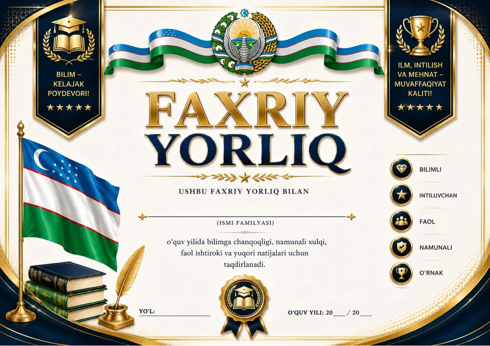 FAXRIY YORLIQ MAKTAB O'QUVCHILARI UCHUN