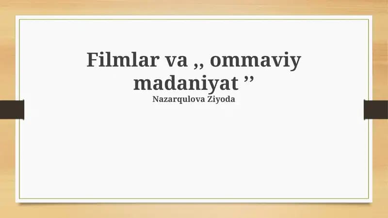 Mustaqil kino va ommaviy madaniyat