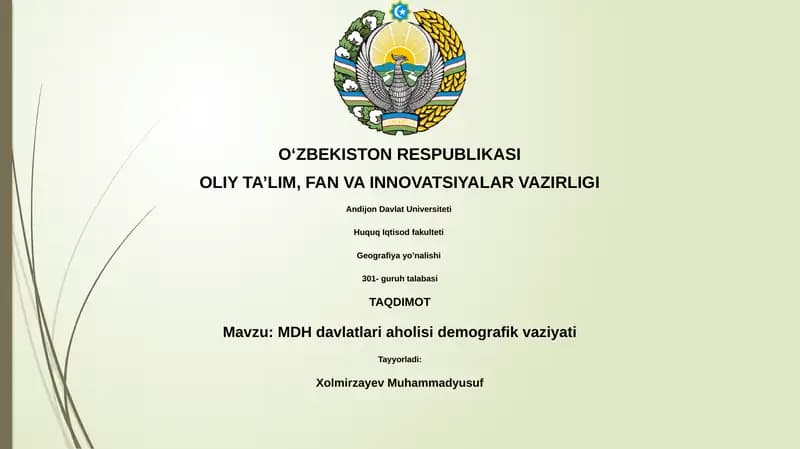 MDH davlatlari aholisi demografik vaziyati
