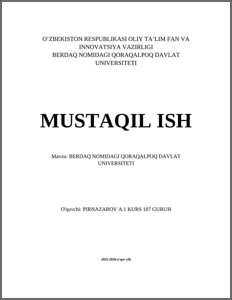 BERDAQ NOMIDAGI QORAQALPOQ DAVLAT UNIVERSITETI