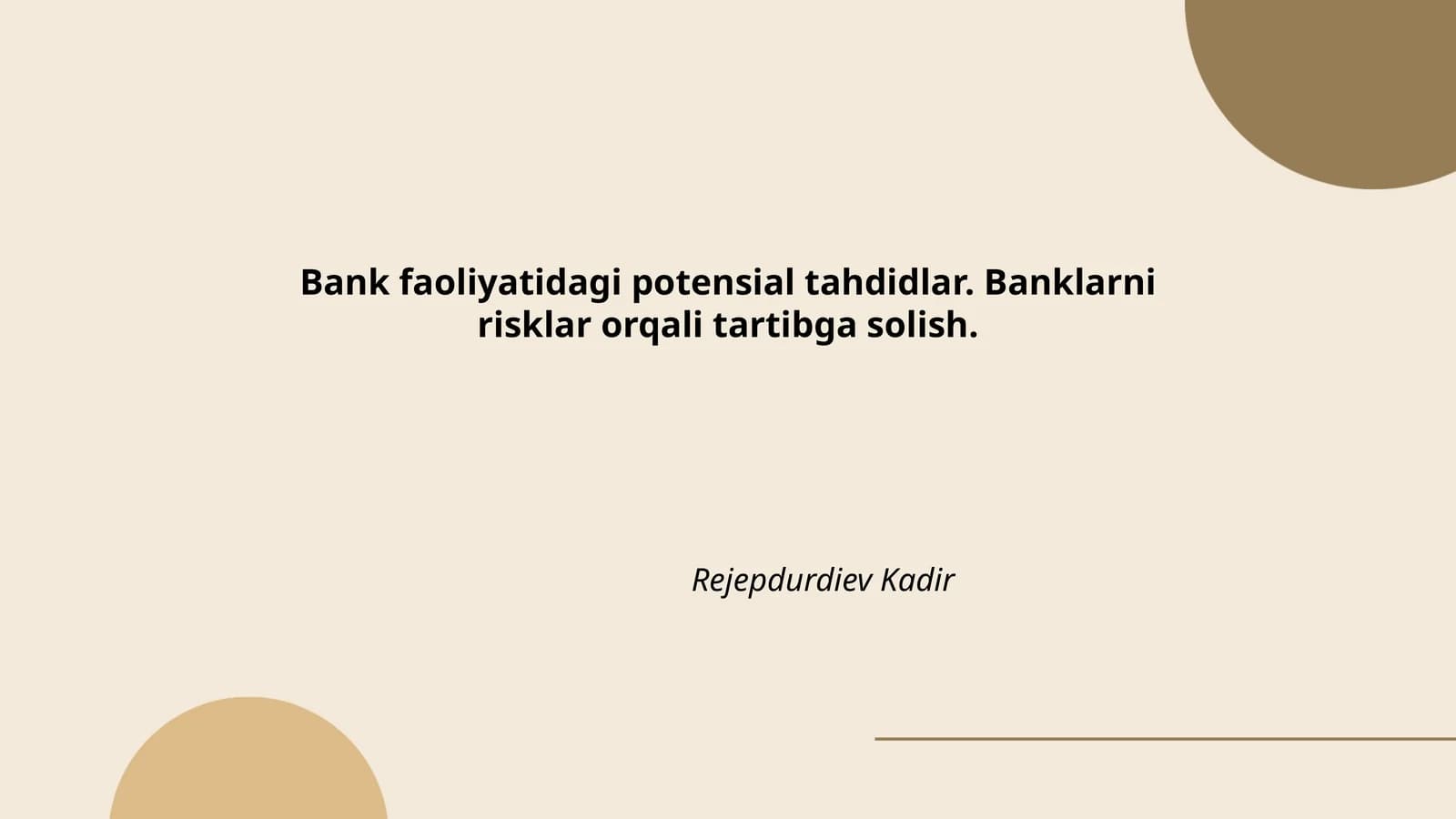 Bank faoliyatidagi potensial tahdidlar
