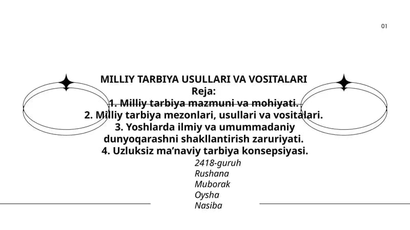 MILLIY TARBIYA USULLARI VA VOSITALARI