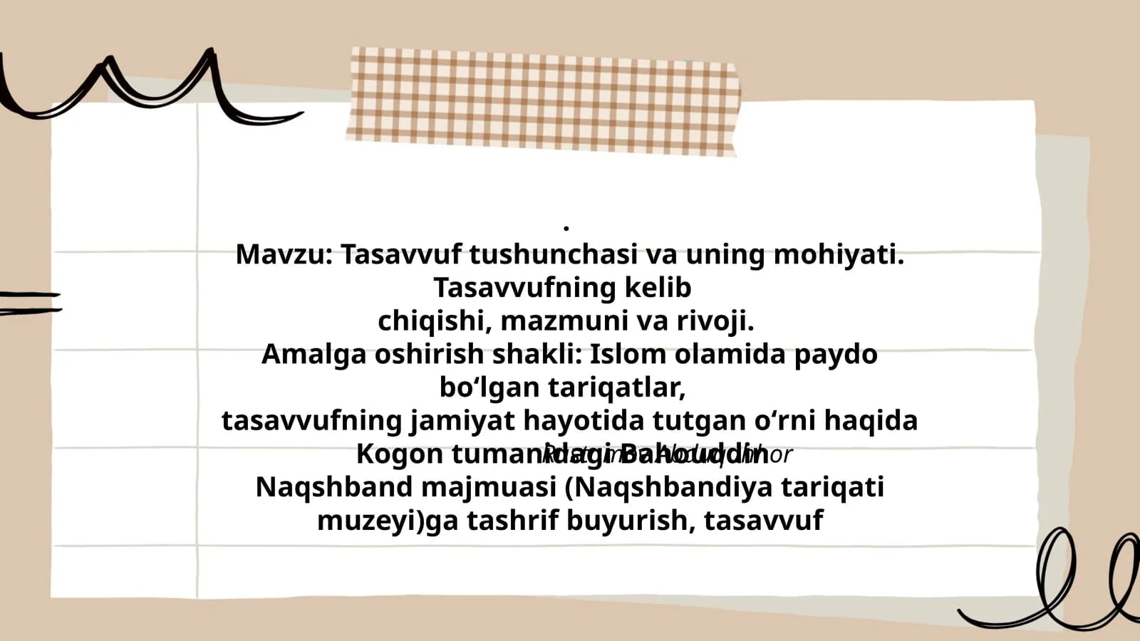 Tasavvuf tushunchasi va uning mohiyati