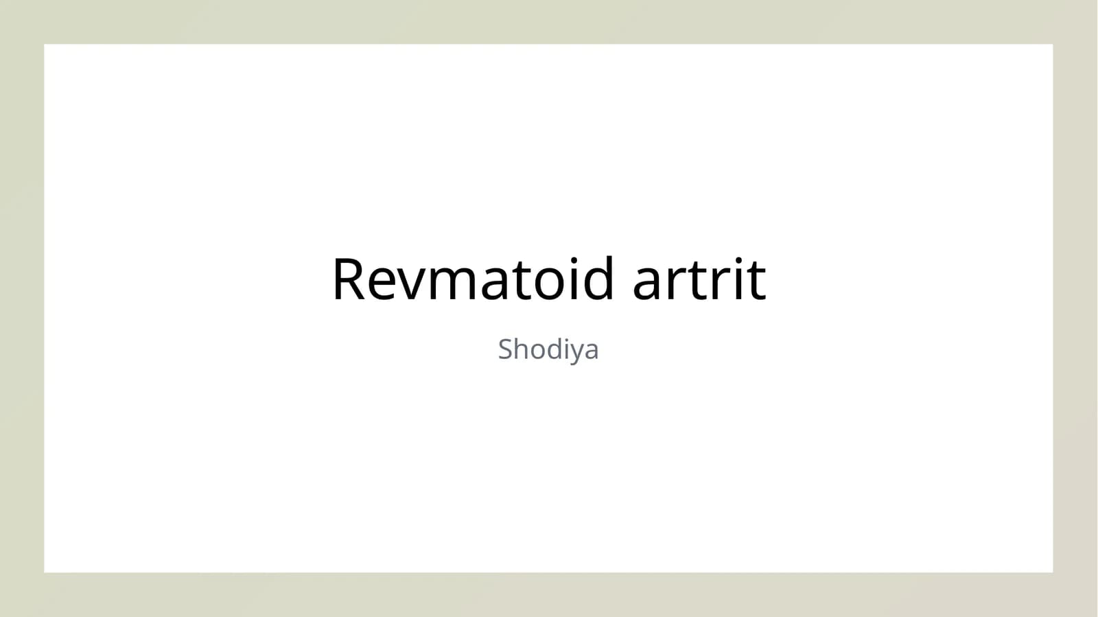Revmatoid artrit