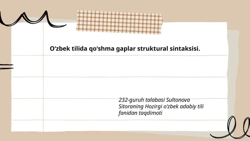 Qoʻshma gaplar struktural sintaksisi