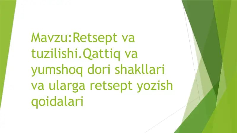 Retsept va tuzilishi