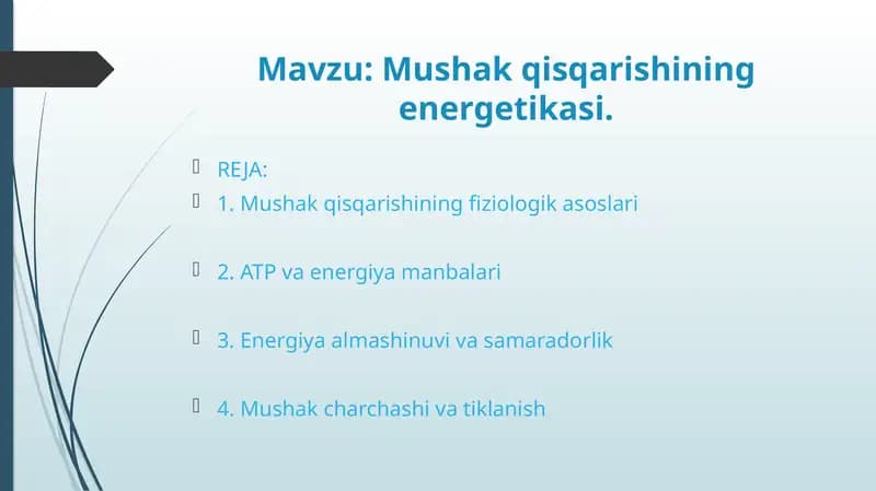 Mushak qisqarishining energetikasi
