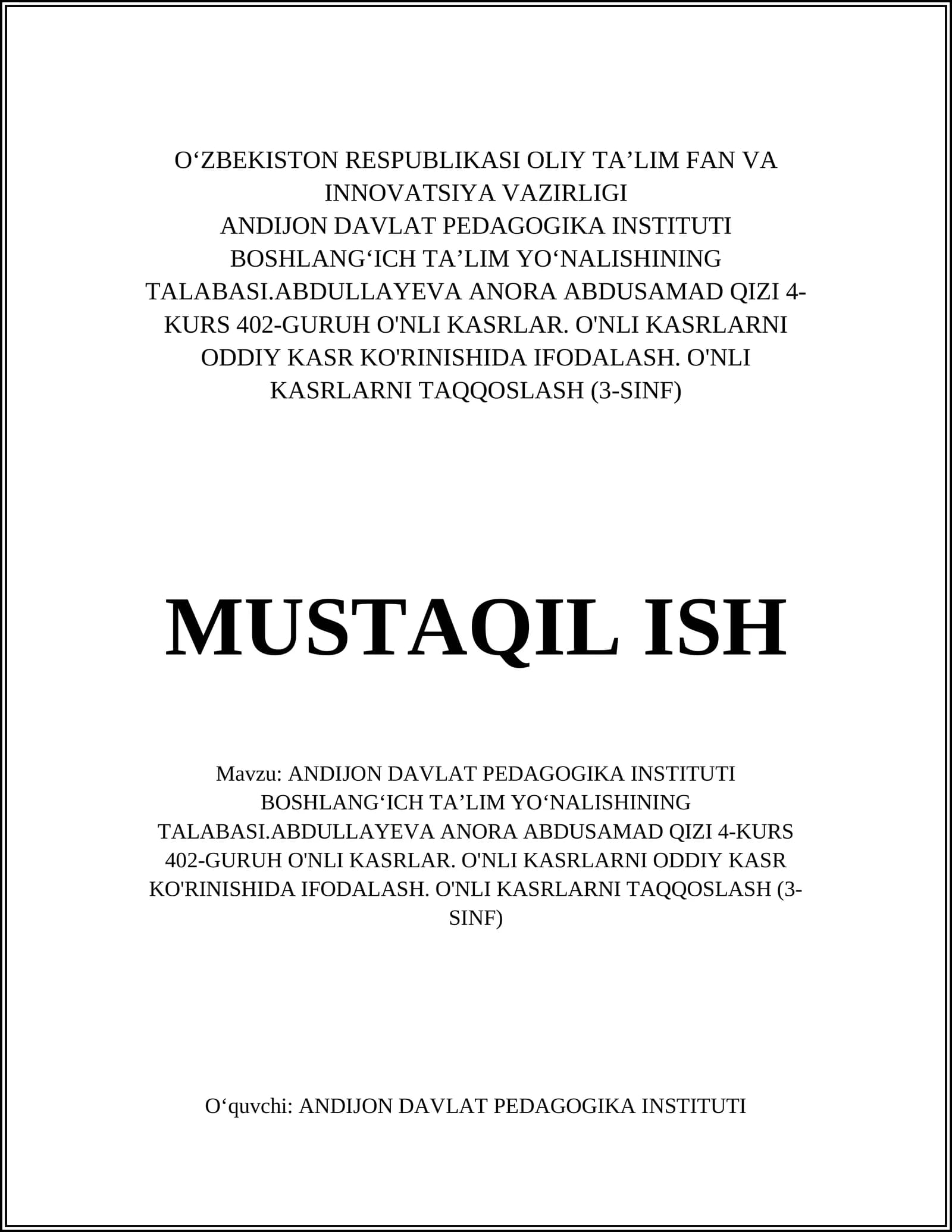 O'nli kasrlar