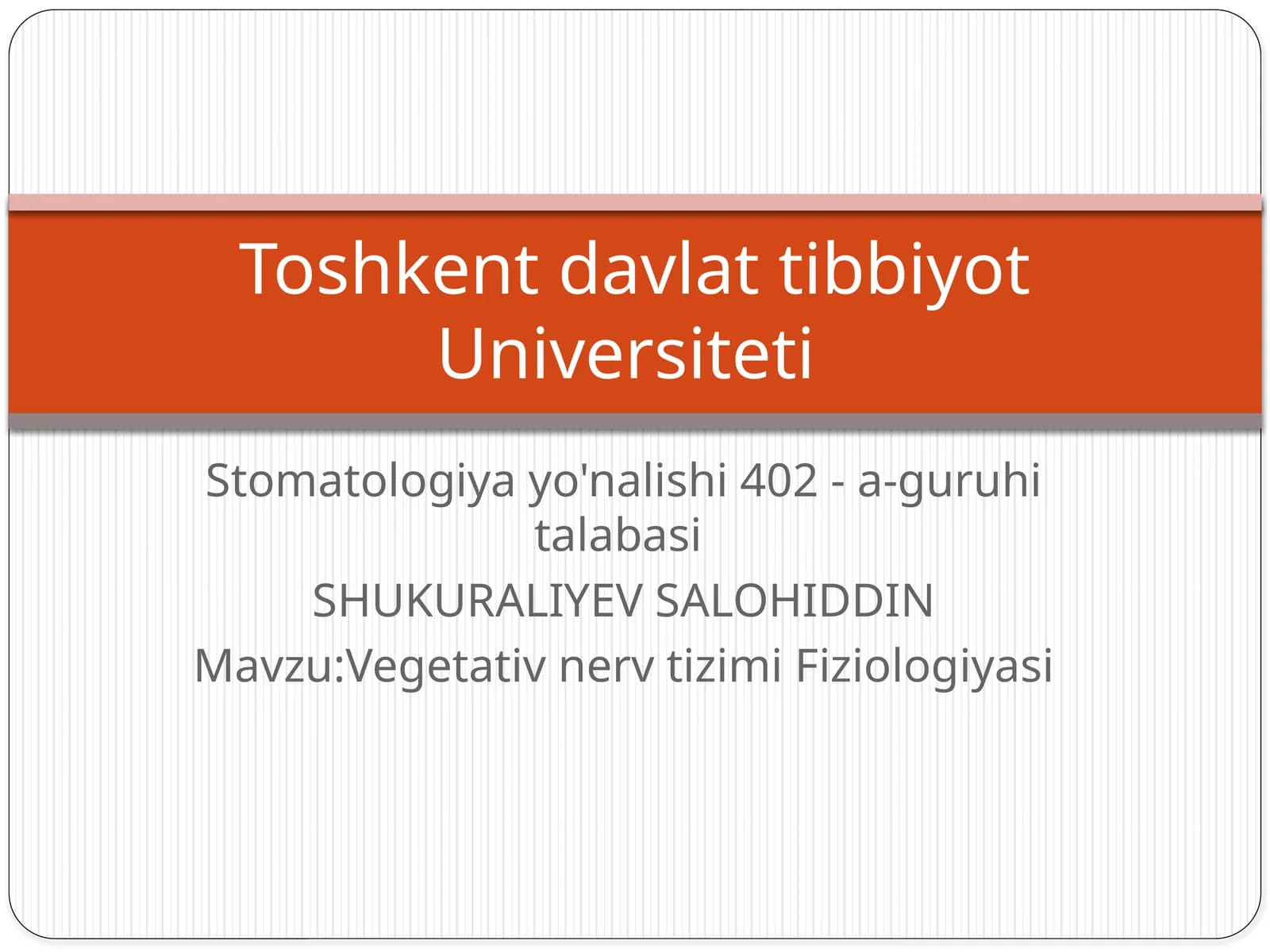 Vegetativ nerv tizimi Fiziologiyasi
