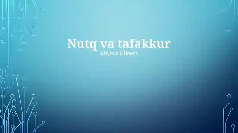 Nutq va tafakkur