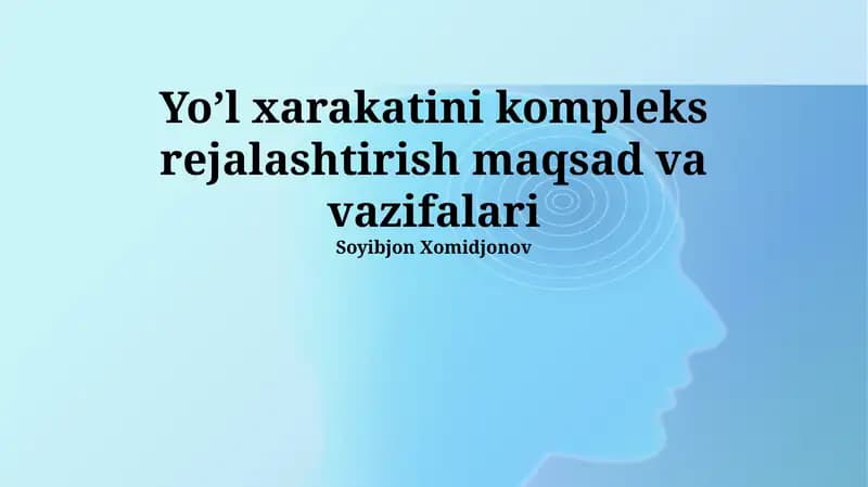 Murakkab Yo'l Harakati Rejalashtirishning Vazifalari