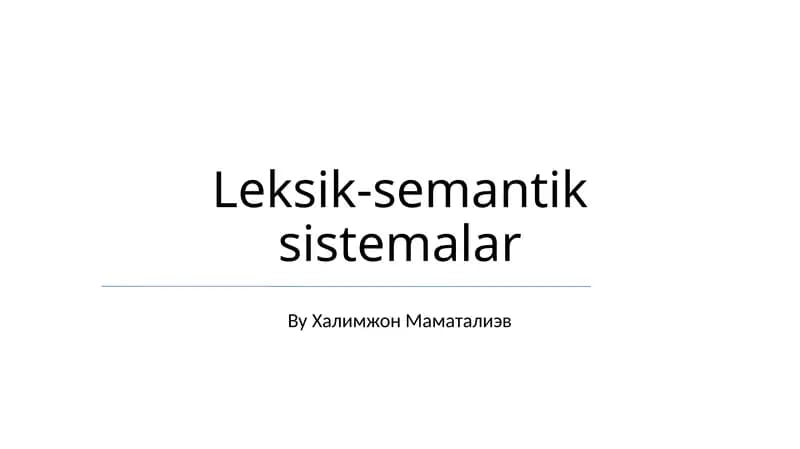 Leksik-semantik sistemalar