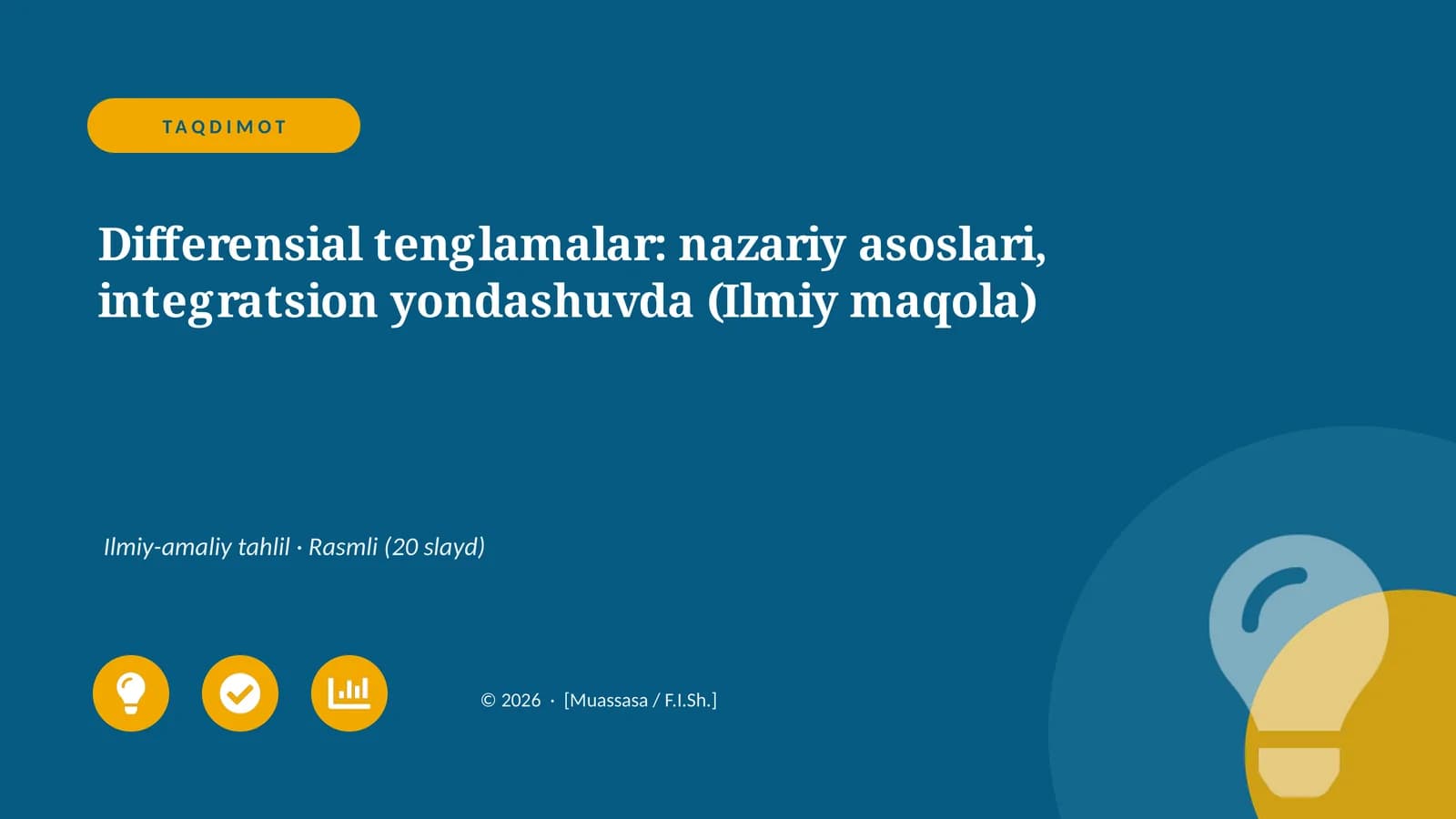 Differensial tenglamalar: nazariy asoslari, integratsion yondashuvda (Ilmiy maqola)