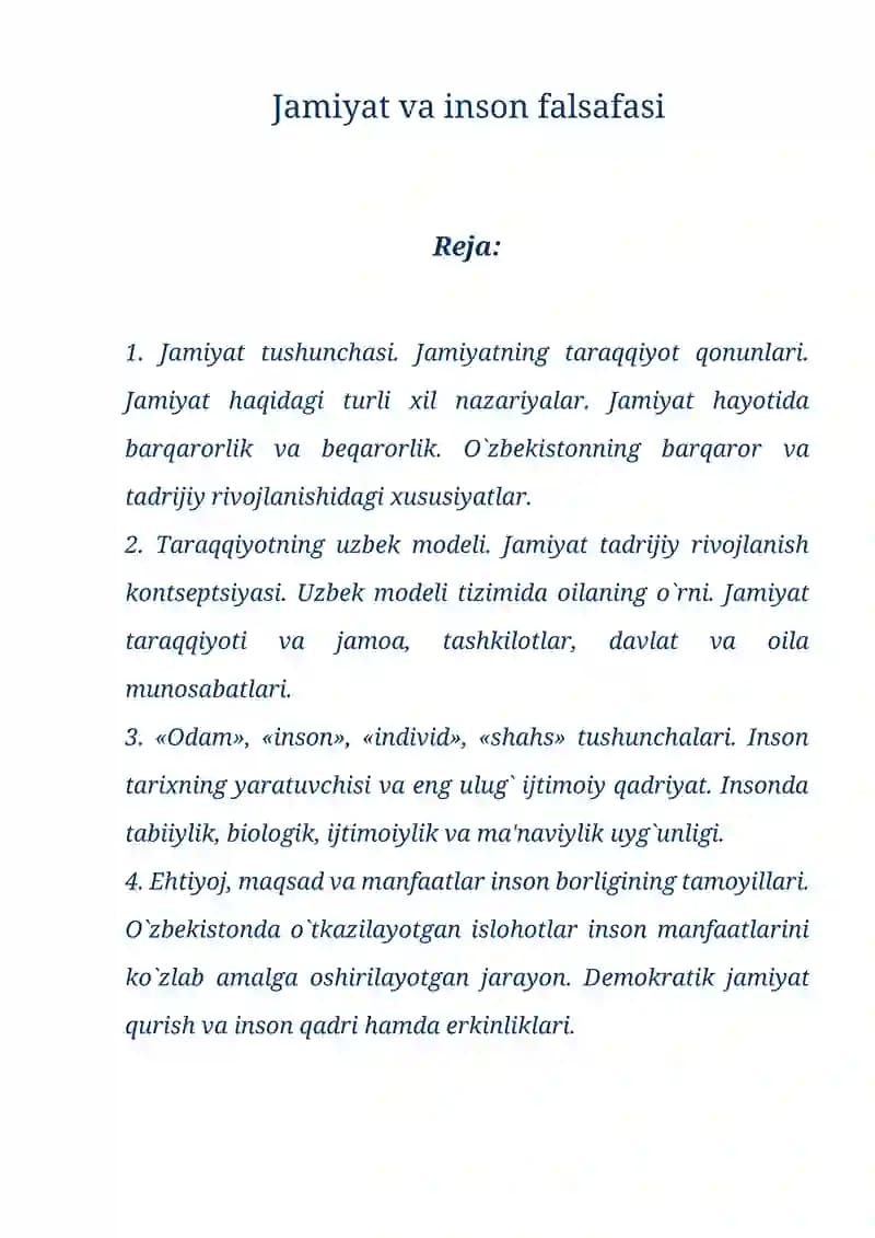 Jamiyat va inson falsafasi