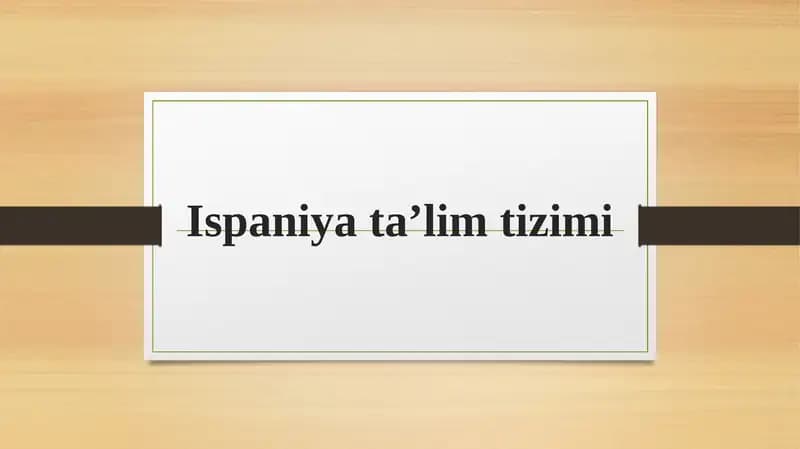 Ispaniya ta’lim tizimi