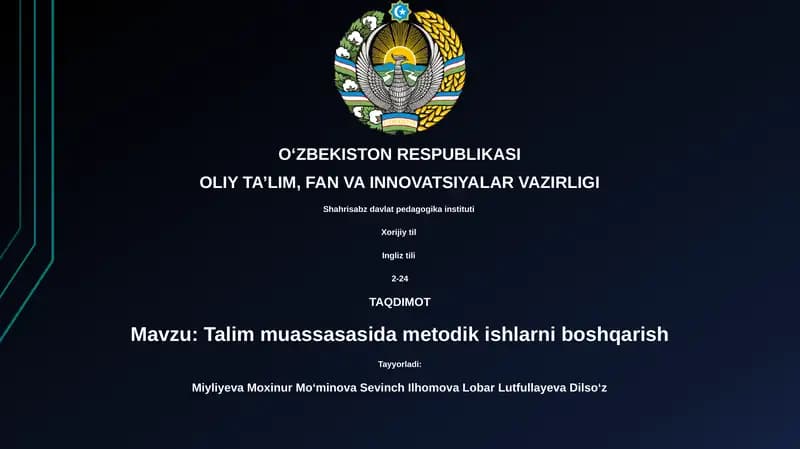 Metodik ishning asosiy yo'nalishlari va vazifalari