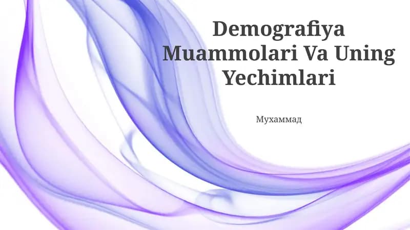 Demografiya Muammolari Va Uning Yechimlari