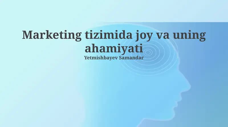 Marketing tizimida joy va uning ahamiyati