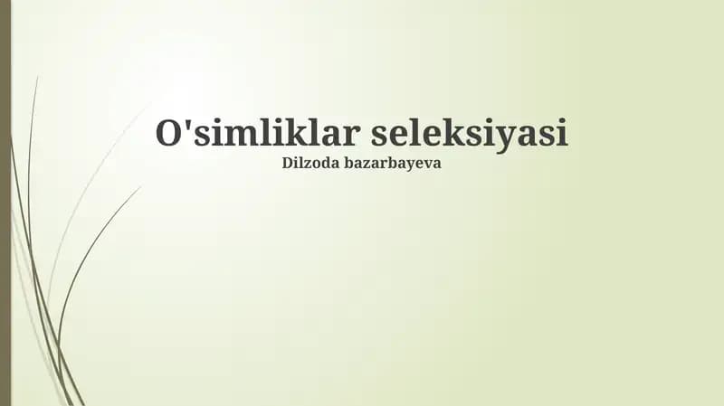 O'simliklar seleksiyasi