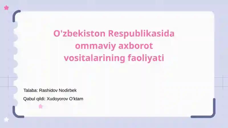 O'zbekiston ommaviy axborot vositalari tarixi