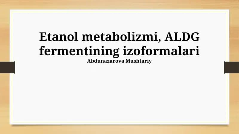 Etanol metabolizmi, ALDG fermentining izoformalari