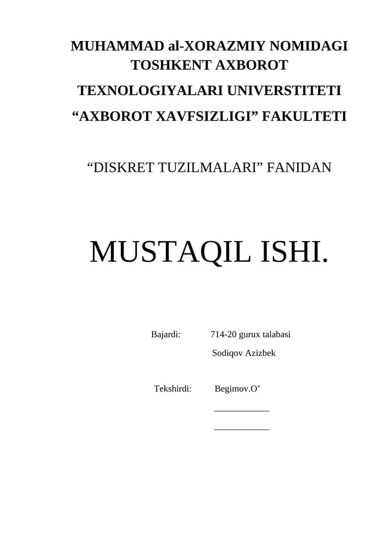 DISKRET TUZILMALARI