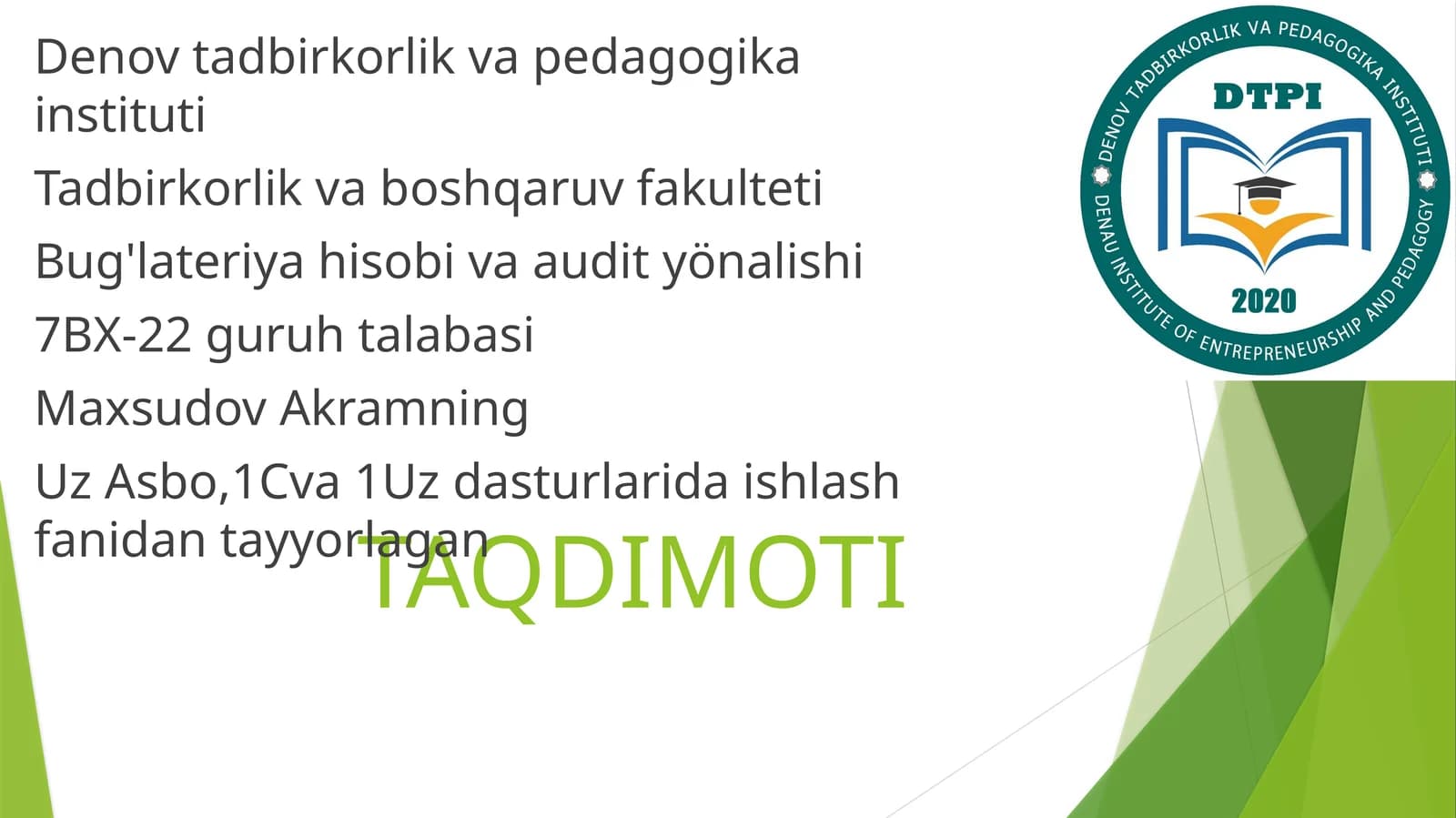 Korxona ma’lumotlarini kiritish 1c  uzasbo