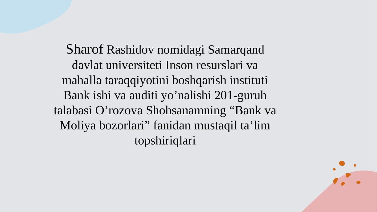 Moliyaviy Instrumentlar Tahlili
