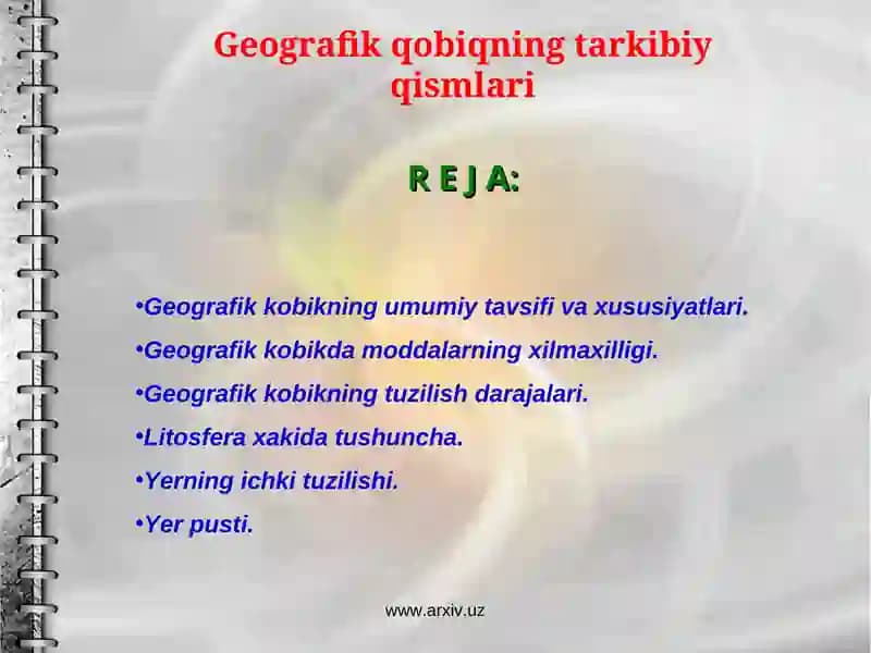 Geografik qobiqning tarkibiy qismlari