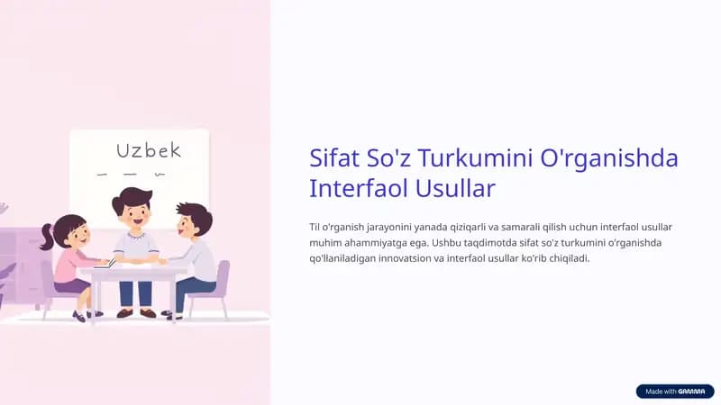 Sifat So'z Turkumini O'rganishda Interfaol Usullar
