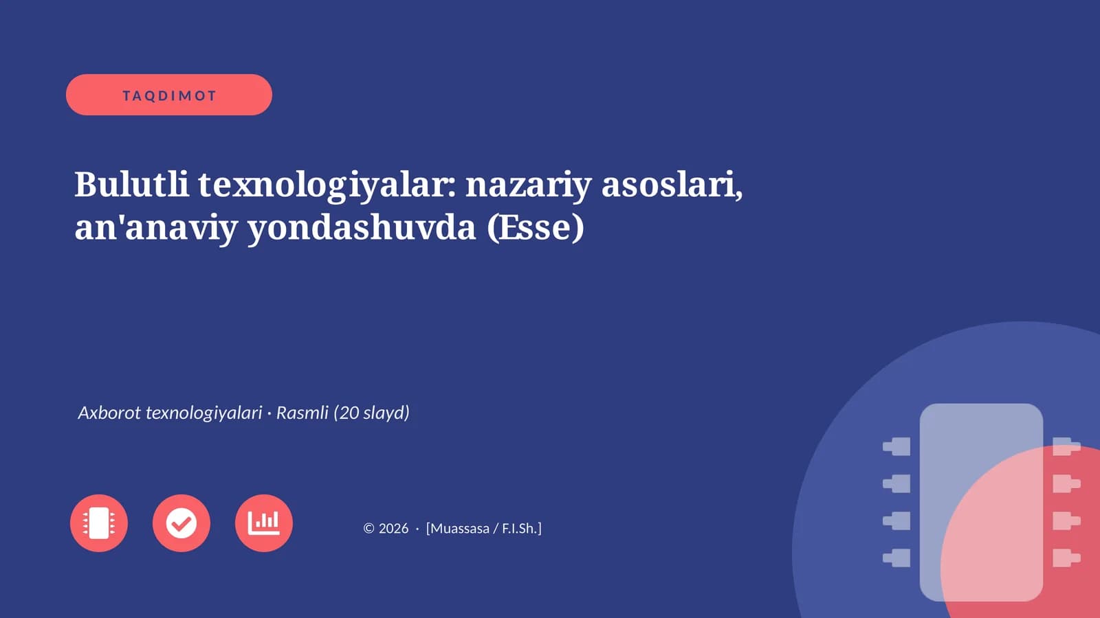 Bulutli texnologiyalar: nazariy asoslari, an'anaviy yondashuvda (Esse)