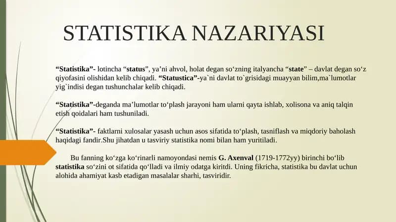 STATISTIKA NAZARIYASI