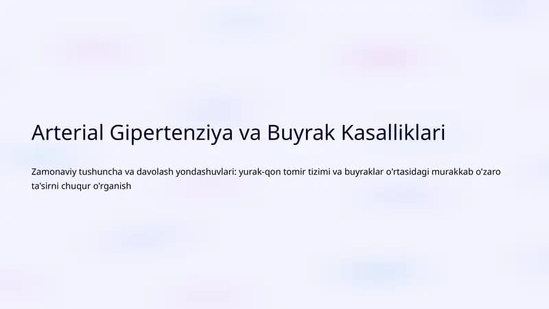 Gipertenziya va Buyrak Kasalliklari