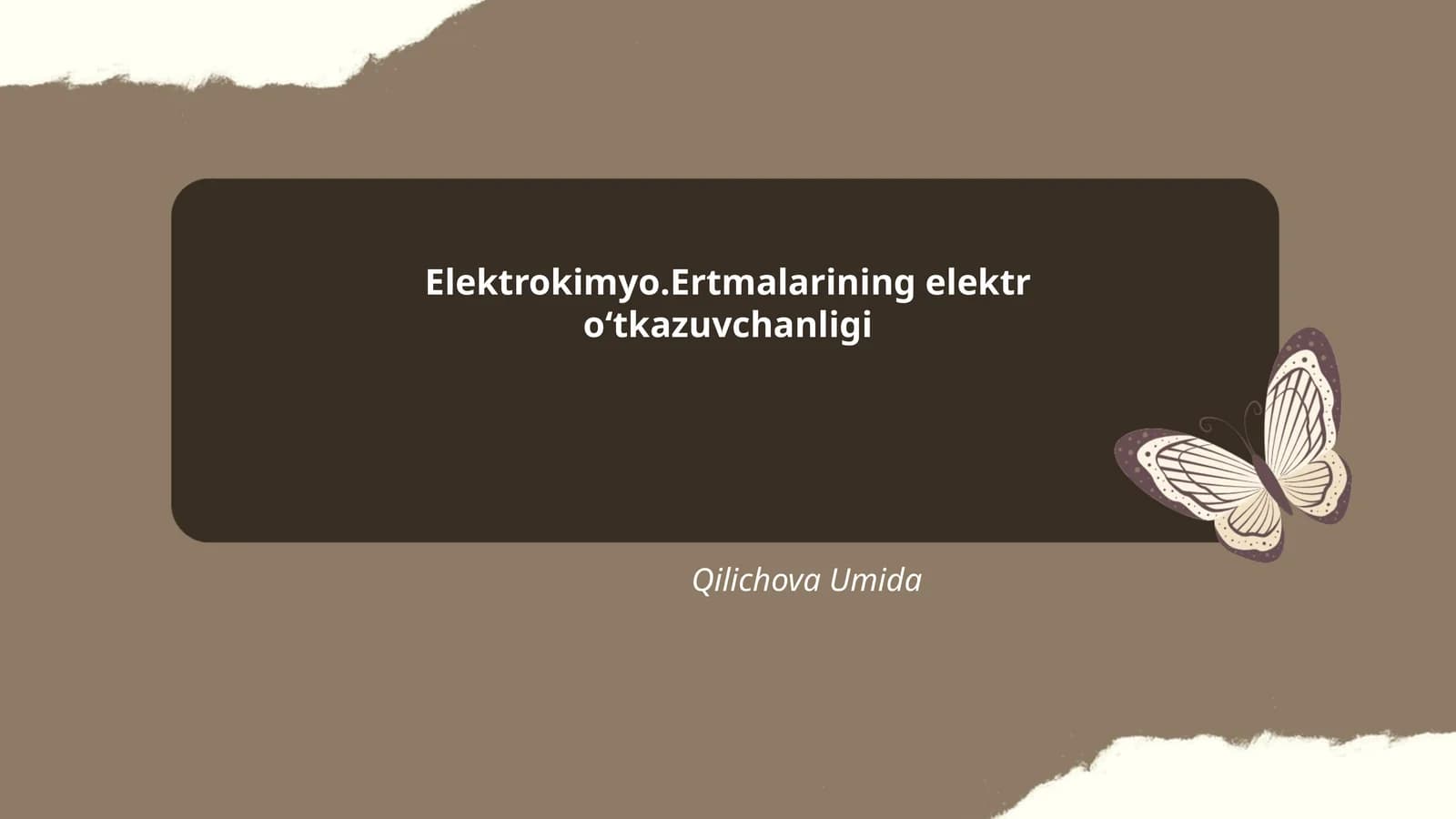 Elektrokimyo.Ertmalarining elektr o‘tkazuvchanligi