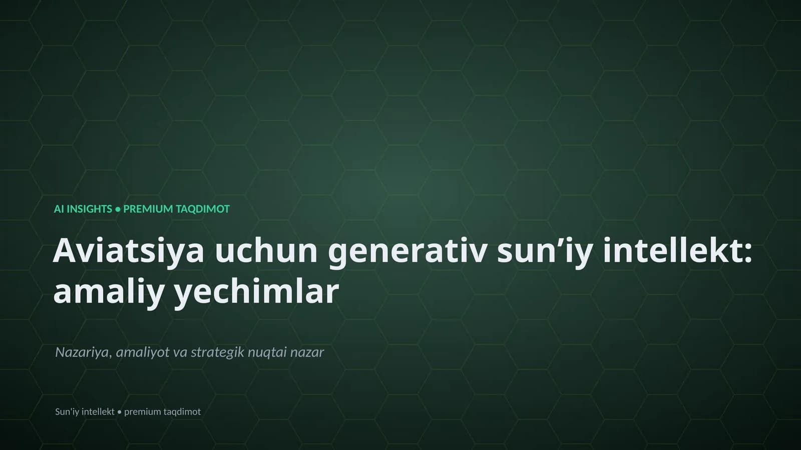Aviatsiya uchun generativ sunʼiy intellekt: amaliy yechimlar