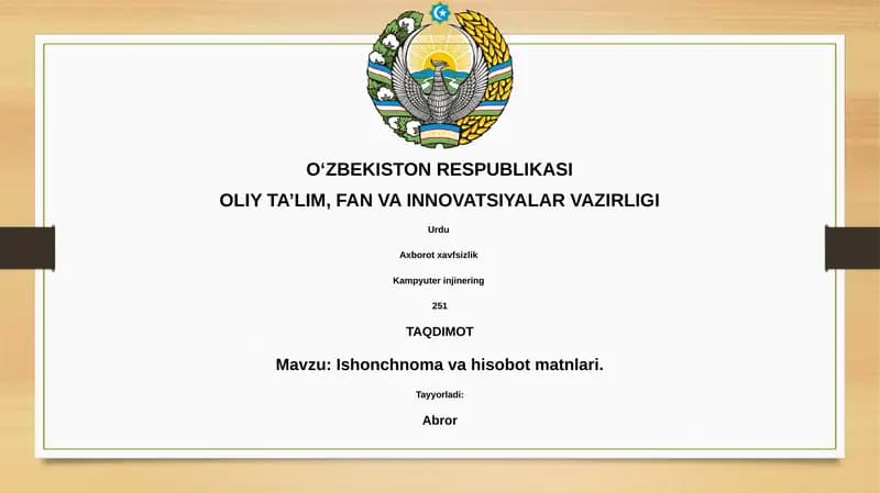 Ishonchnoma va hisobot matnlari